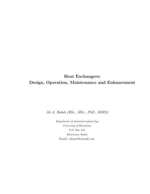 Heat Exchangers: Design, Operation ... - 123SeminarsOnly