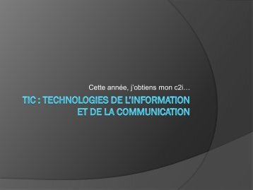 TIC : Technologies de l'information et de la communication