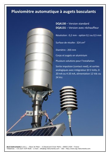 Pluviomètre DQA130 DQA131 - SLG Instruments