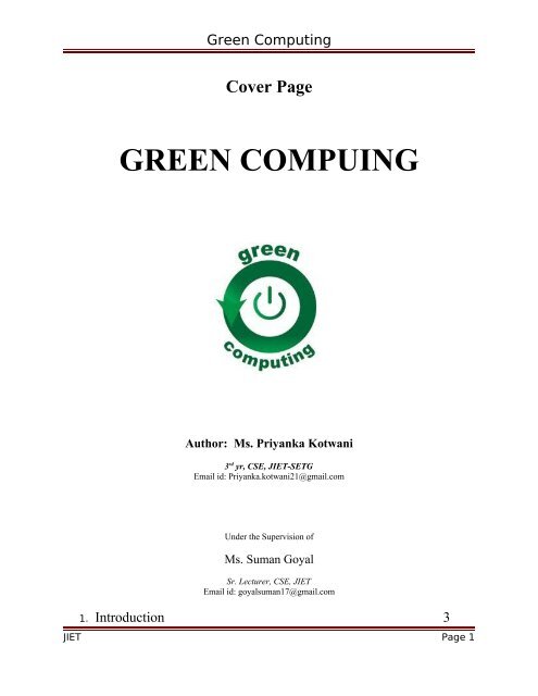 Green Computing Seminar.pdf - 123SeminarsOnly