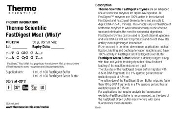 FastDigest MscI (MlsI), #FD1214 - Thermo Scientific