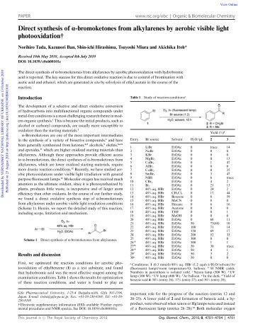 Direct synthesis of α-bromoketones from alkylarenes by aerobic ...