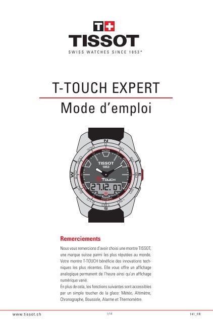 T-TOUCH EXPERT Mode d'emploi - Support - Tissot