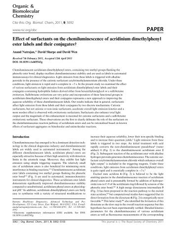 PAPER Effect of surfactants on the chemiluminescence of acridinium ...