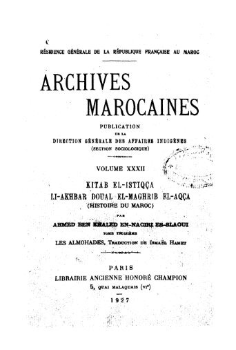 ARCHIVES MAROCAINES - Bibliothèque Numérique Marocaine