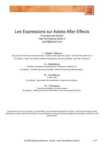 Les Expressions sur Adobe After Effects - Duduf