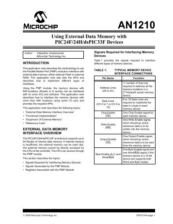 Using External Memory with PIC24F/24H/dsPIC33F ... - Microchip