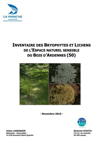 Inventaire des Bryophytes et Lichens du Bois d'Ardennes