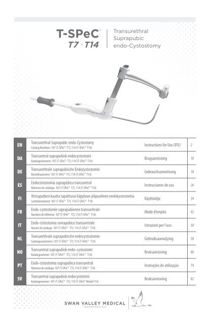 EN DA DE ES FI FR IT NL NO PT SV - T-SPeC® Instructions For Use ...