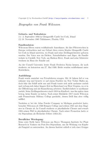 Biographie von Frank Wilcoxon