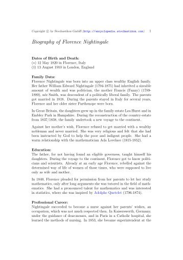 Biography of Florence Nightingale
