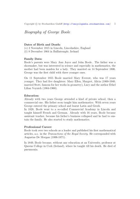 george boole contributions to mathematics