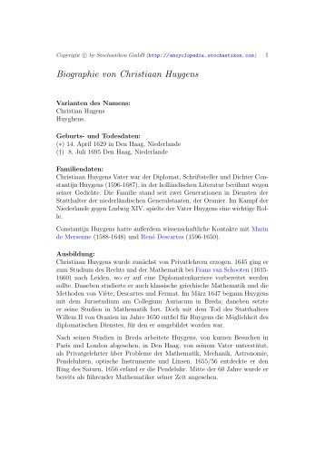 Biographie von Christiaan Huygens