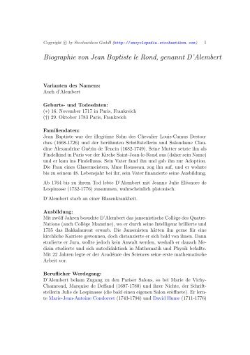 Biographie von Jean Baptiste le Rond, genannt D'Alembert