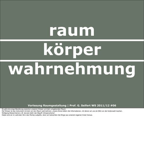 Vorlesung Raumgestaltung | Prof. G. Seifert WS 2011/12 #06