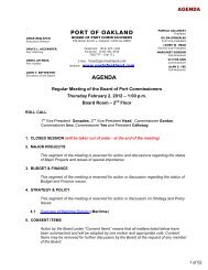 Agenda Reports - Port of Oakland