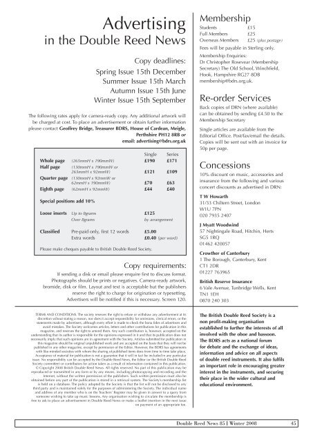 Double Reed 70 cover - British Double Reed Society