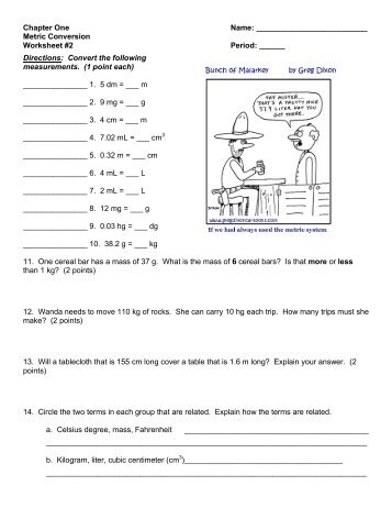 CH. 1 Metric Conversion Worksheet 2 - Bismarck Public Schools