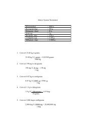 Metric System Worksheet Kilogram(kg) 1000 g Hectogram (hg) 100 ...