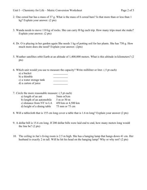 Unit I Chemistry For