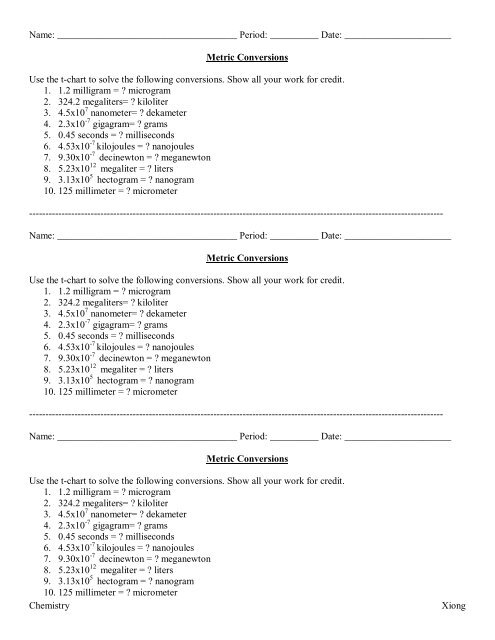 Metric Conversions