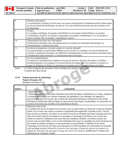 TP 2293F EXAMENS DES GENS DE MER ET ... - Transport Canada