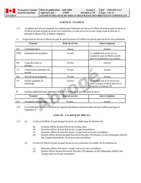 TP 2293F EXAMENS DES GENS DE MER ET ... - Transport Canada