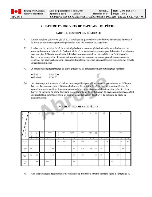 TP 2293F EXAMENS DES GENS DE MER ET ... - Transport Canada