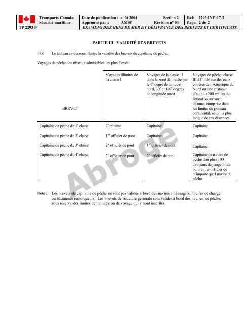 TP 2293F EXAMENS DES GENS DE MER ET ... - Transport Canada