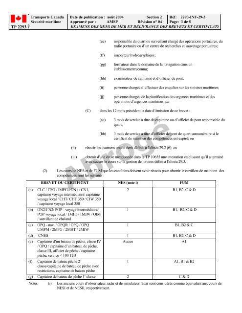 TP 2293F EXAMENS DES GENS DE MER ET ... - Transport Canada