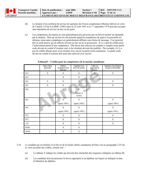 TP 2293F EXAMENS DES GENS DE MER ET ... - Transport Canada