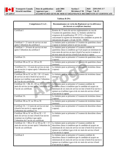 TP 2293F EXAMENS DES GENS DE MER ET ... - Transport Canada