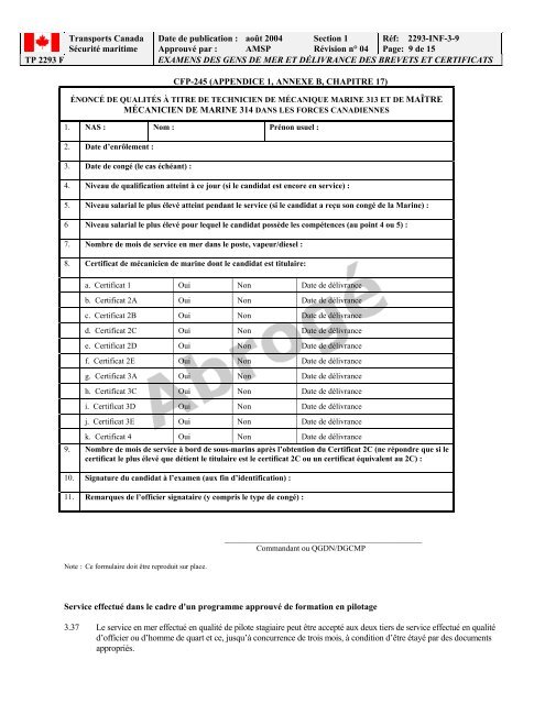 TP 2293F EXAMENS DES GENS DE MER ET ... - Transport Canada