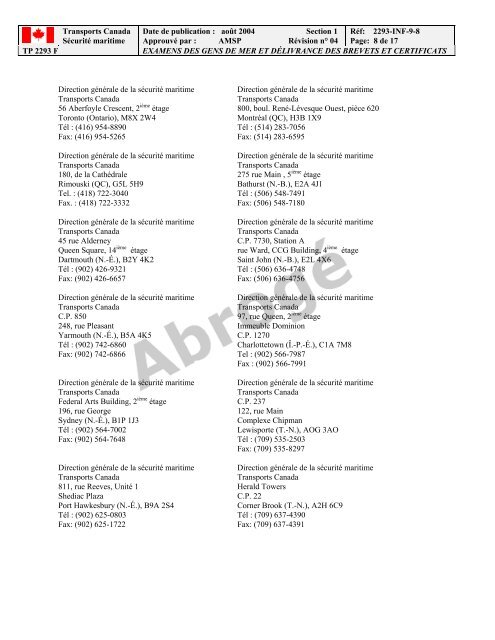 TP 2293F EXAMENS DES GENS DE MER ET ... - Transport Canada