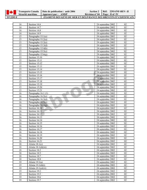 TP 2293F EXAMENS DES GENS DE MER ET ... - Transport Canada