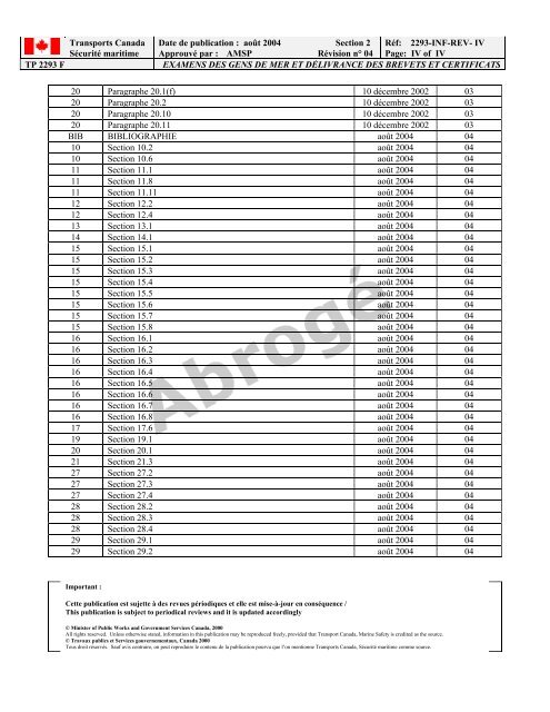 TP 2293F EXAMENS DES GENS DE MER ET ... - Transport Canada