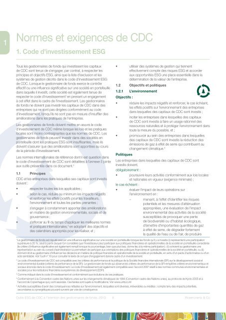 Outils ESG à l'intention des gestionnaires de fonds - CDC