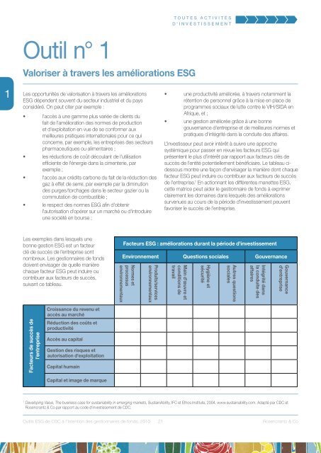 Outils ESG à l'intention des gestionnaires de fonds - CDC