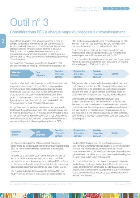 Outils ESG à l'intention des gestionnaires de fonds - CDC