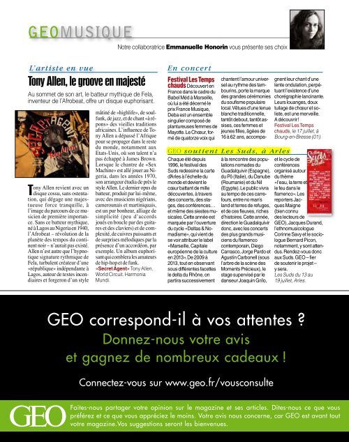 GEO correspond-il à vos attentes ? - Les Suds à Arles