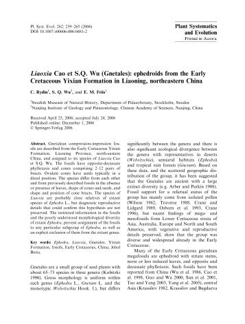 ephedroids from the Early Cretaceous Yixian Formation in Liaoning ...