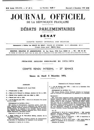 Mardi 5 Décembre 1972 - Sénat