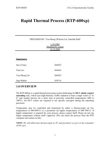 Rapid Thermal Process (RTP-600xp) - Login | Nanolab, UCLA