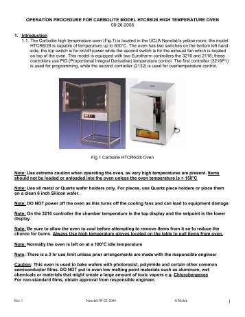 OPERATION PROCEDURE FOR CARBOLITE MODEL HTCR6/28 ...