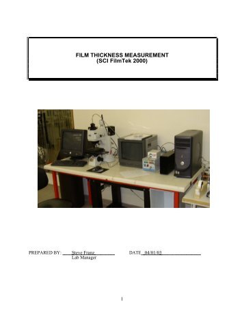 FILM THICKNESS MEASUREMENT (SCI FilmTek 2000)