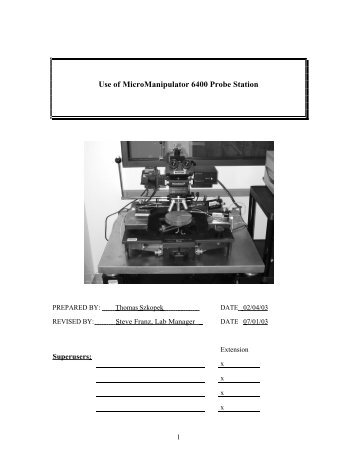 Use of MicroManipulator 6400 Probe Station - Login | Nanolab, UCLA
