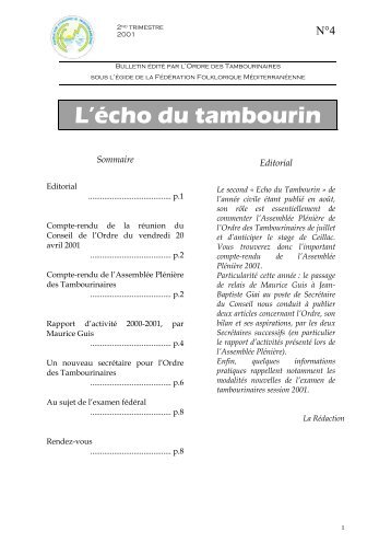 Echo du Tambourin n°4 - l'echo du tambourin