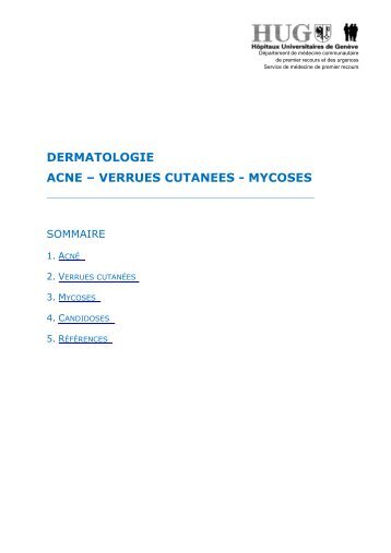 Acné-verrues-mycoses 2010 - HUG