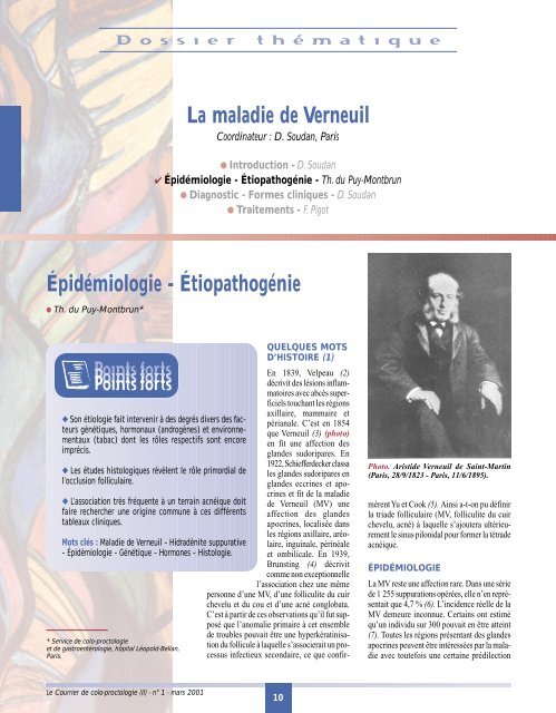 La maladie de Verneuil Épidémiologie - Étiopathogénie