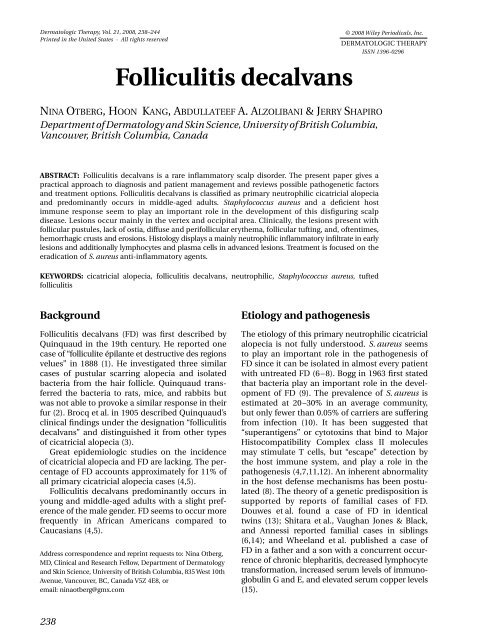 Folliculitis decalvans - Cicatricial Alopecia Research Foundation